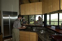 The kitchen and counter area, looking out on the view.  