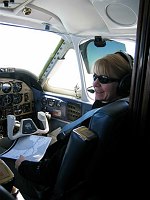 Margaret spends some time up front with John, helping out with the navigation.  