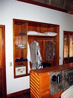 Nice dressing area behind the bed, complete with electronic safe.   