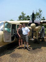 John and Margaret, about to board &quotSofia&quot for our flight to Blancaneaux.  