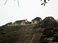 John waving from atop the pyramid; Margaret off to the right.  