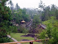 View from our deck of the Coppola Villa at Blancaneaux.  Note bridge over the river and new viewing pavillion.  