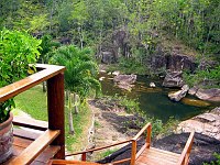 View from the deck down towards the river at the Coppola Villa, Blancaneaux.  