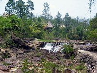 Looking towards the upper waterfalls at Blancaneaux Lodge.  